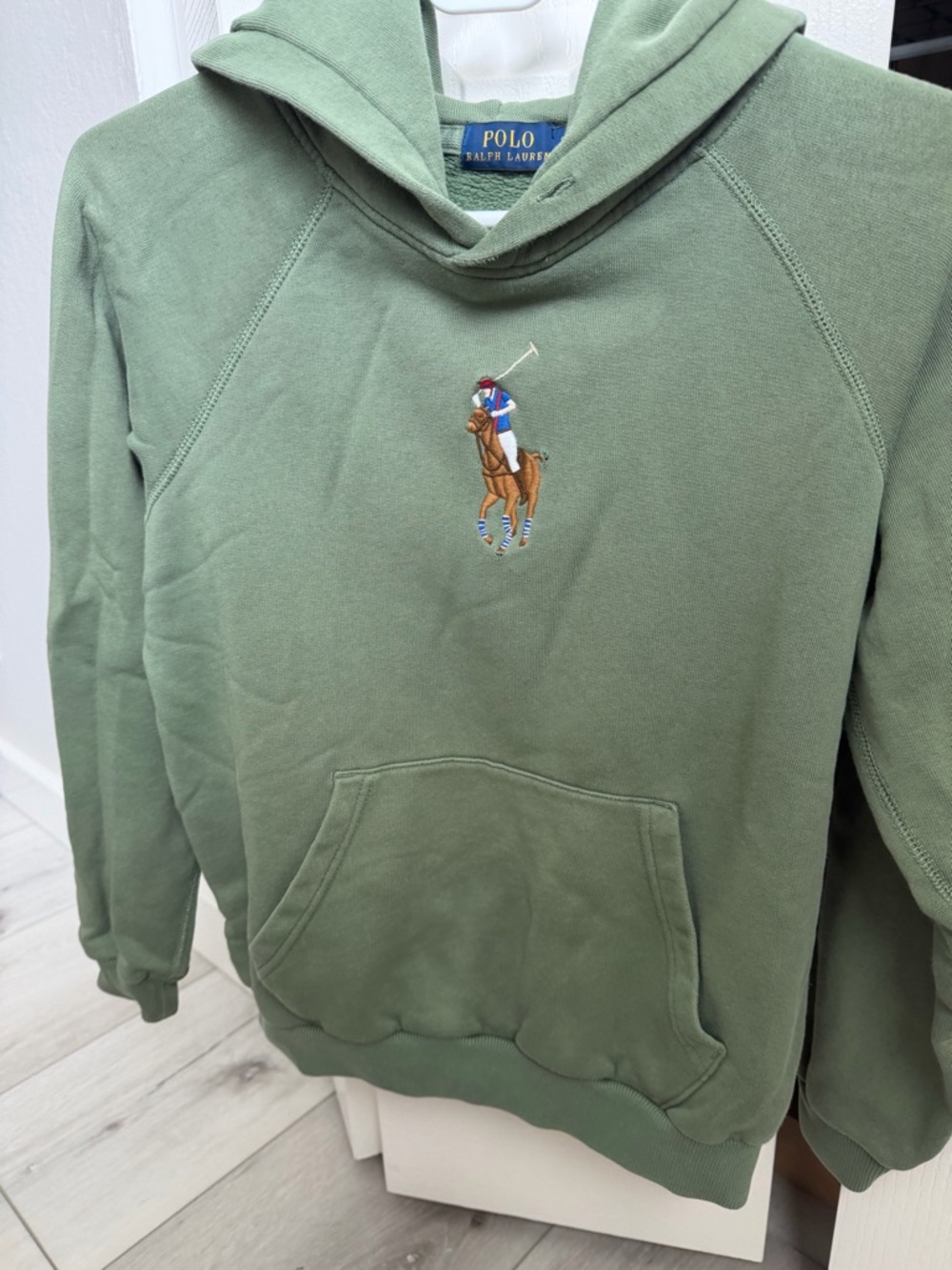 Ralph Lauren Olive Green Polo Player Crewneck Hoodie - Picture 2 of 6